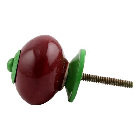 Cherry Solid Round Green Fitting Ceramic Knob
